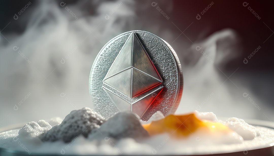 Criptomoeda sobre fundo isolado.