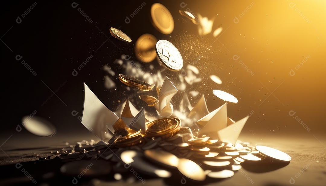 Criptomoeda sobre fundo isolado.