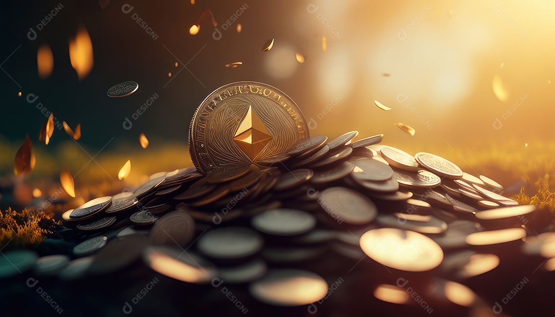 Criptomoeda sobre fundo isolado.