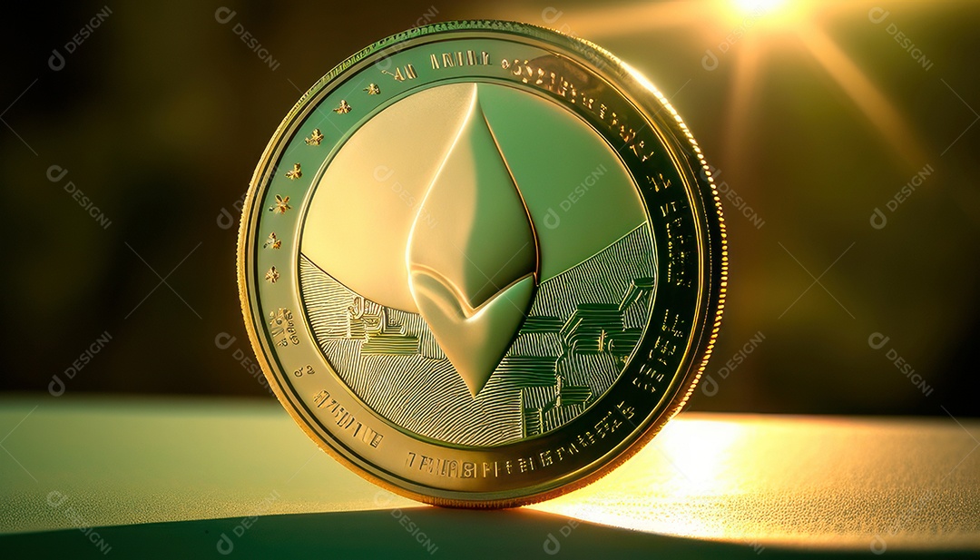 Criptomoeda sobre fundo isolado.