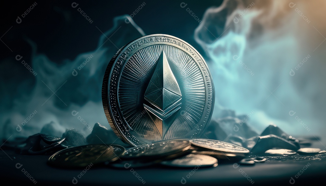 Criptomoeda sobre fundo isolado.