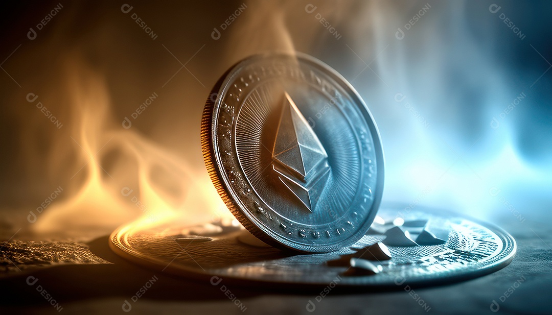 Criptomoeda sobre fundo isolado.