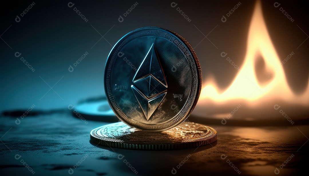 Criptomoeda sobre fundo isolado.