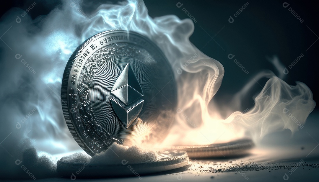 Criptomoeda sobre fundo isolado.