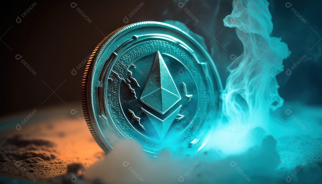 Criptomoeda sobre fundo isolado.