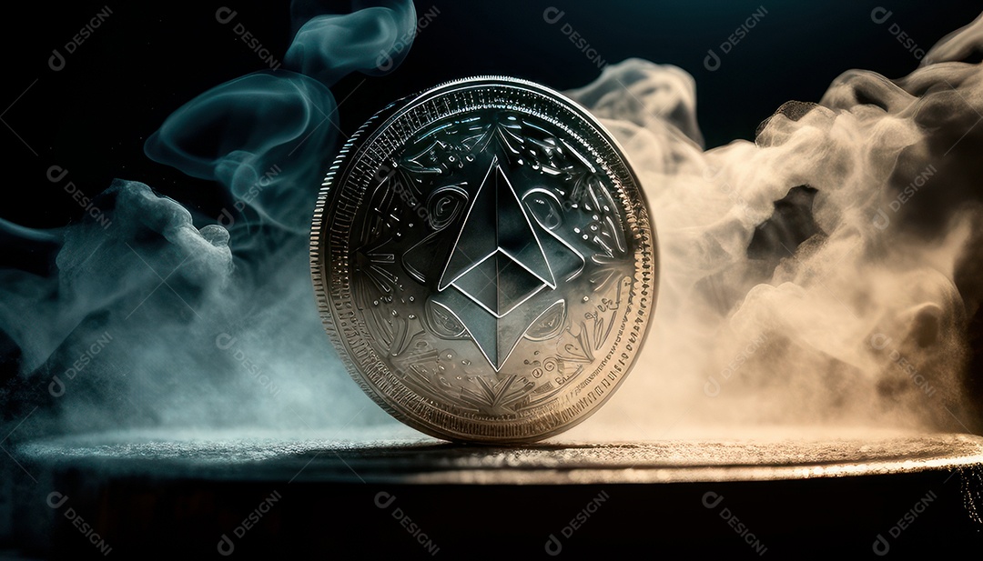 Criptomoeda sobre fundo isolado.