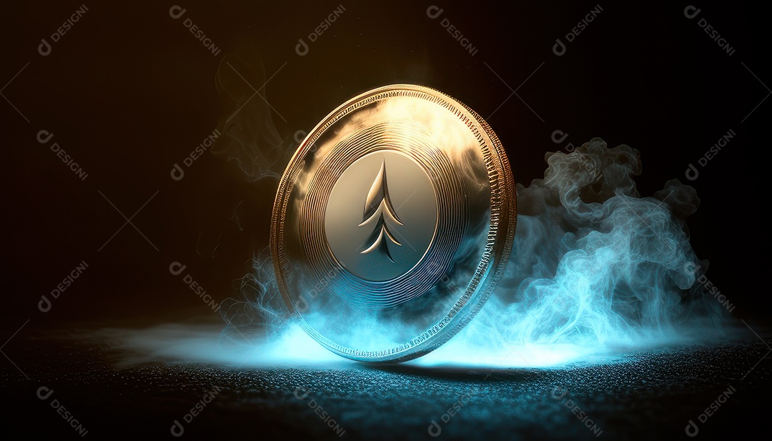 Criptomoeda sobre fundo isolado.