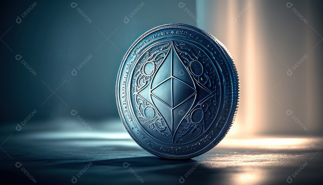 Criptomoeda sobre fundo isolado.