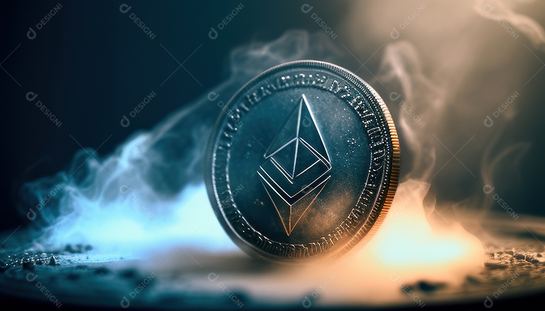 Criptomoeda sobre fundo isolado.