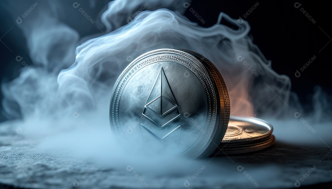 Criptomoeda sobre fundo isolado.