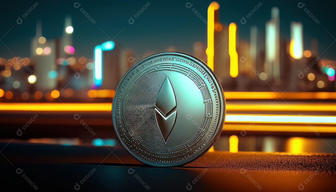 Criptomoeda sobre fundo isolado.