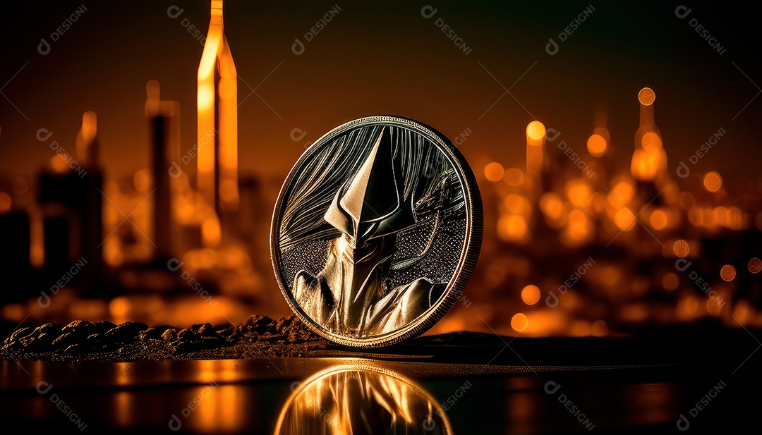 Criptomoeda sobre fundo isolado.