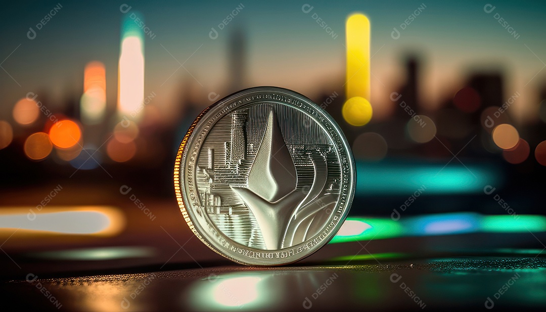 Criptomoeda sobre fundo isolado.