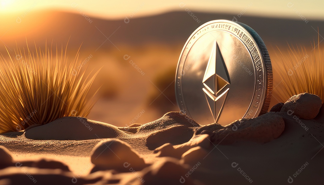 Criptomoeda sobre fundo isolado.