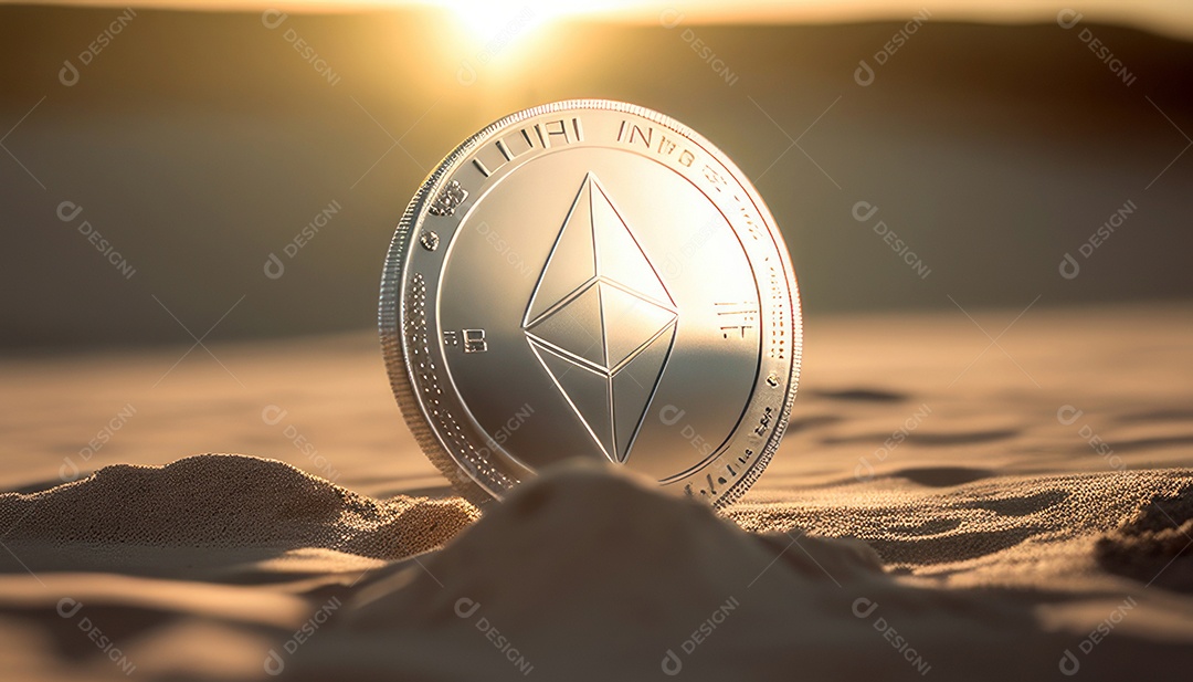 Criptomoeda sobre fundo isolado.