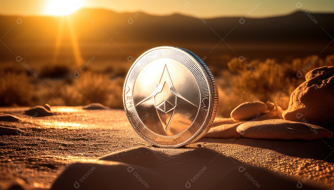 Criptomoeda sobre fundo isolado.