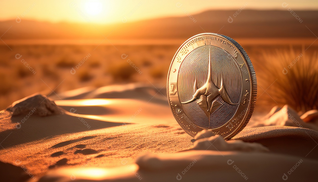 Criptomoeda sobre fundo isolado.