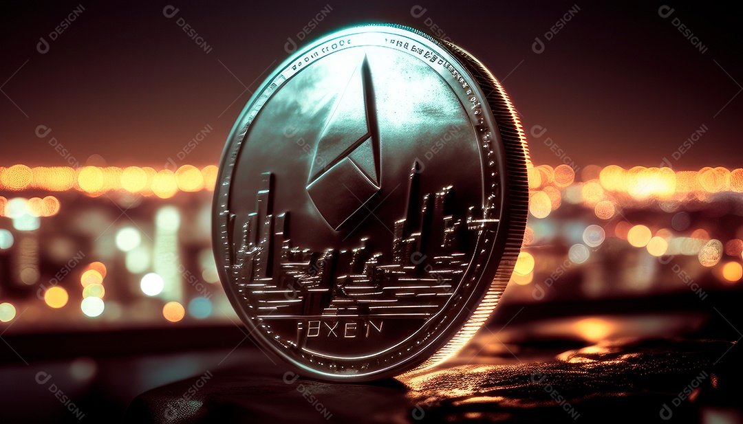 Criptomoeda sobre fundo isolado.