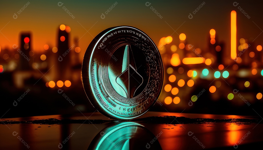 Criptomoeda sobre fundo isolado.