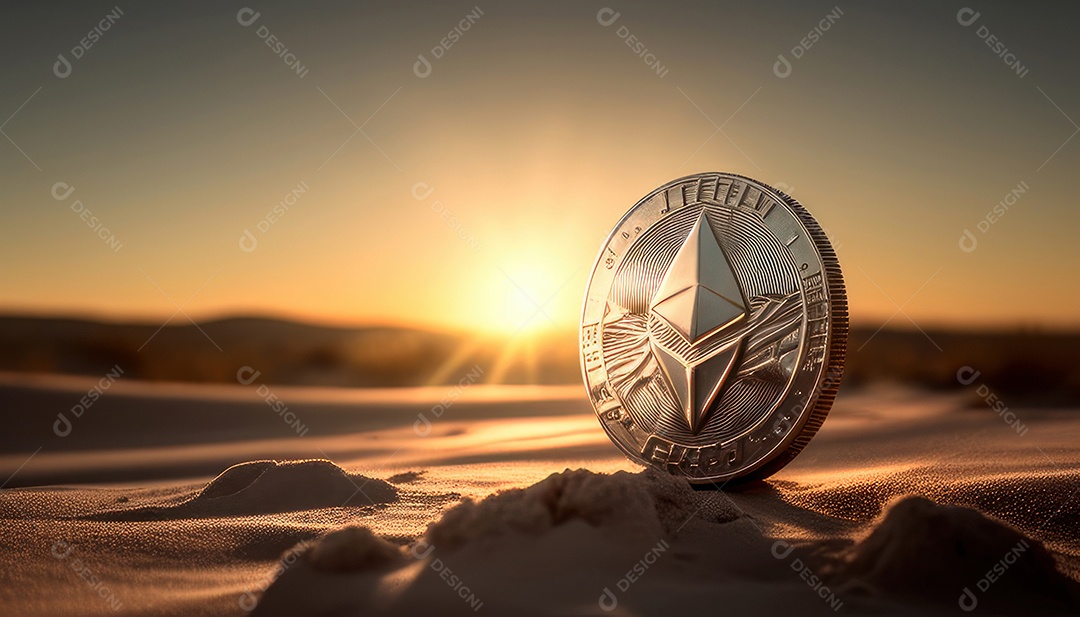 Criptomoeda sobre fundo isolado.