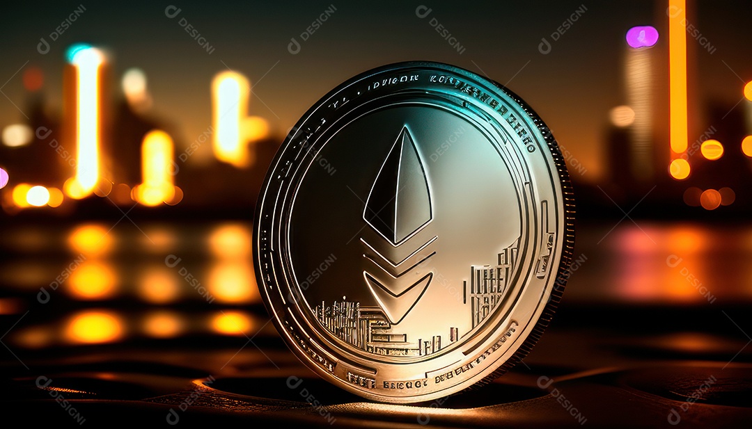 Criptomoeda sobre fundo isolado.