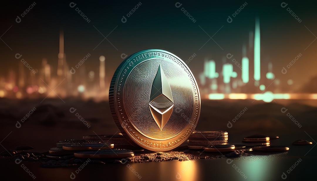 Criptomoeda sobre fundo isolado.