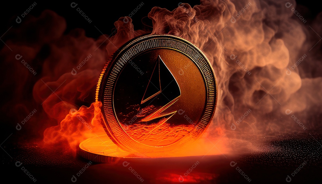 Criptomoeda sobre fundo isolado.