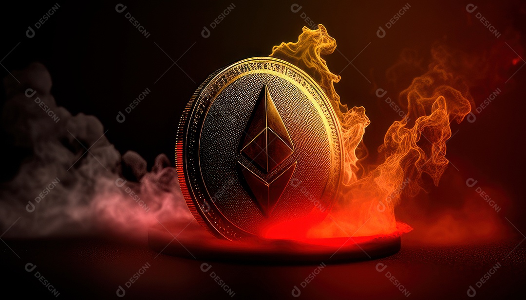 Criptomoeda sobre fundo isolado.