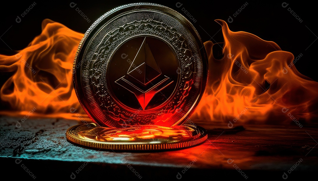 Criptomoeda sobre fundo isolado.