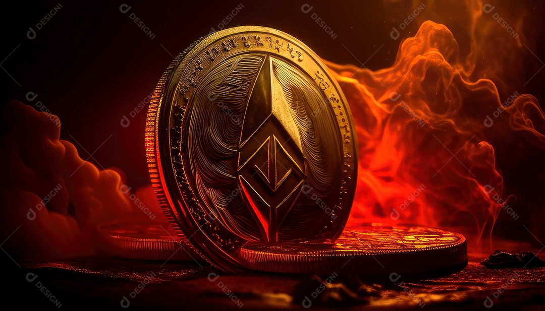 Criptomoeda sobre fundo isolado.