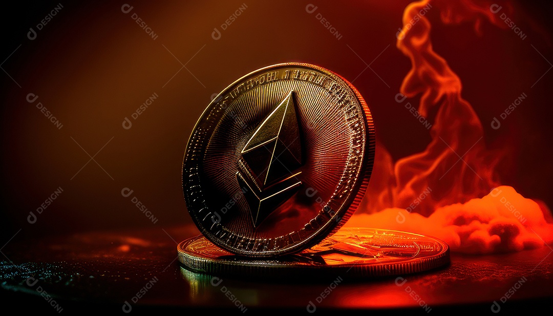 Criptomoeda sobre fundo isolado.