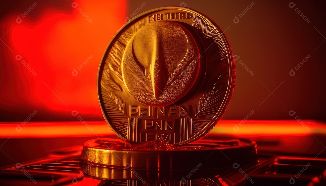 Criptomoeda sobre fundo isolado.