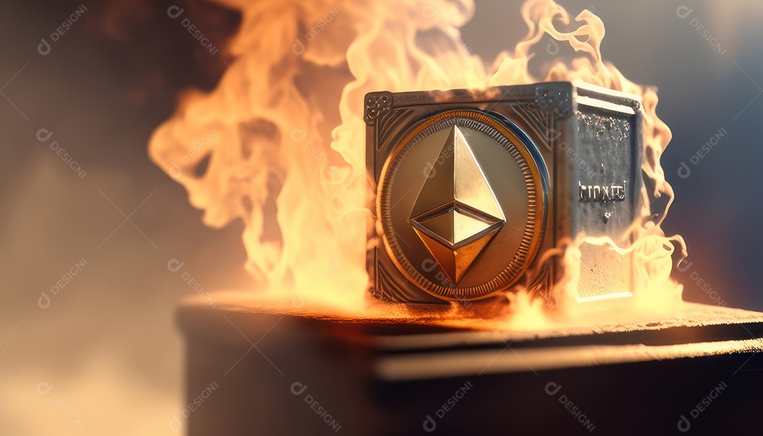 Criptomoeda sobre fundo isolado.