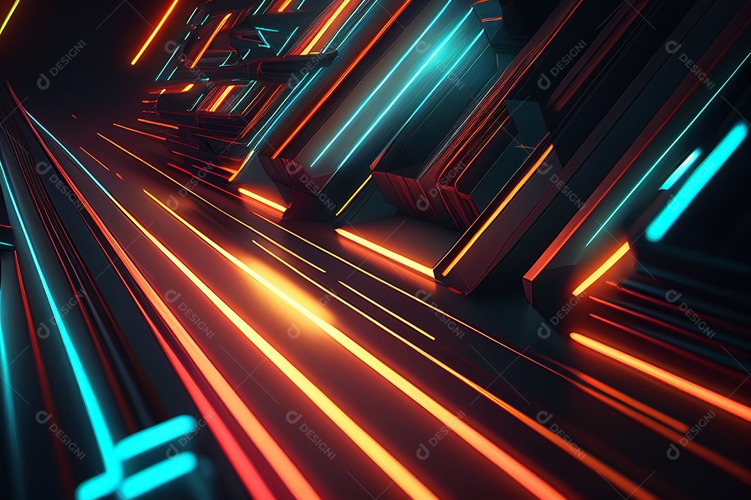 Raios espaciais azul neblina abstrata fumaça dourada linha de fundo da sala de luz gerada por IA