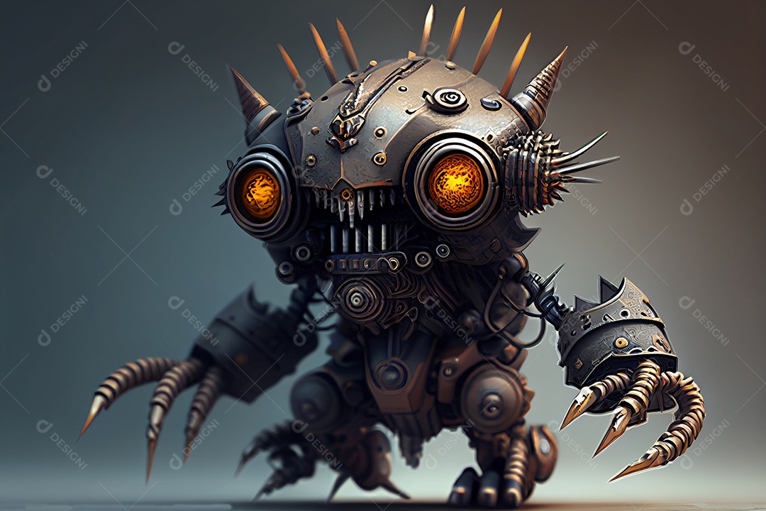 Belo robô em 3D sobre fundo gerado por IA