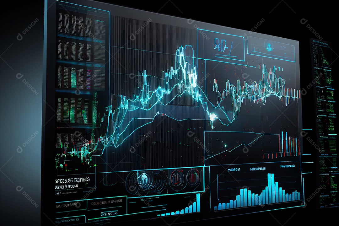 Gráfico do mercado de ações e gráfico de negociação forex para relatórios e investimentos de negócios e finanças gerado por IA
