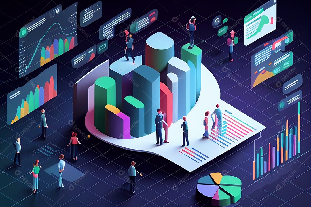Fundo de análise de dados conceito de négocios com gráficos gerado por IA