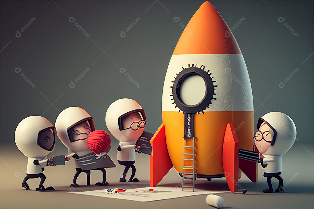 Fundo ilustração conceito desenho mecânica em foguete 3D gerado por IA