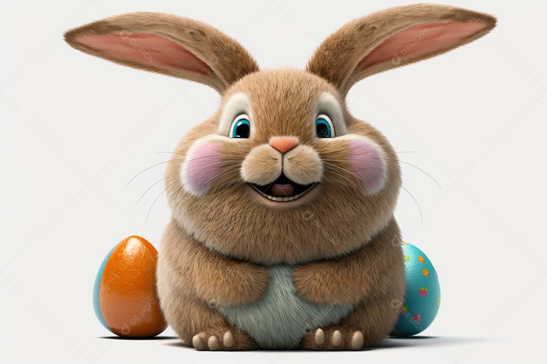 Coelho sobre ovos de páscoa