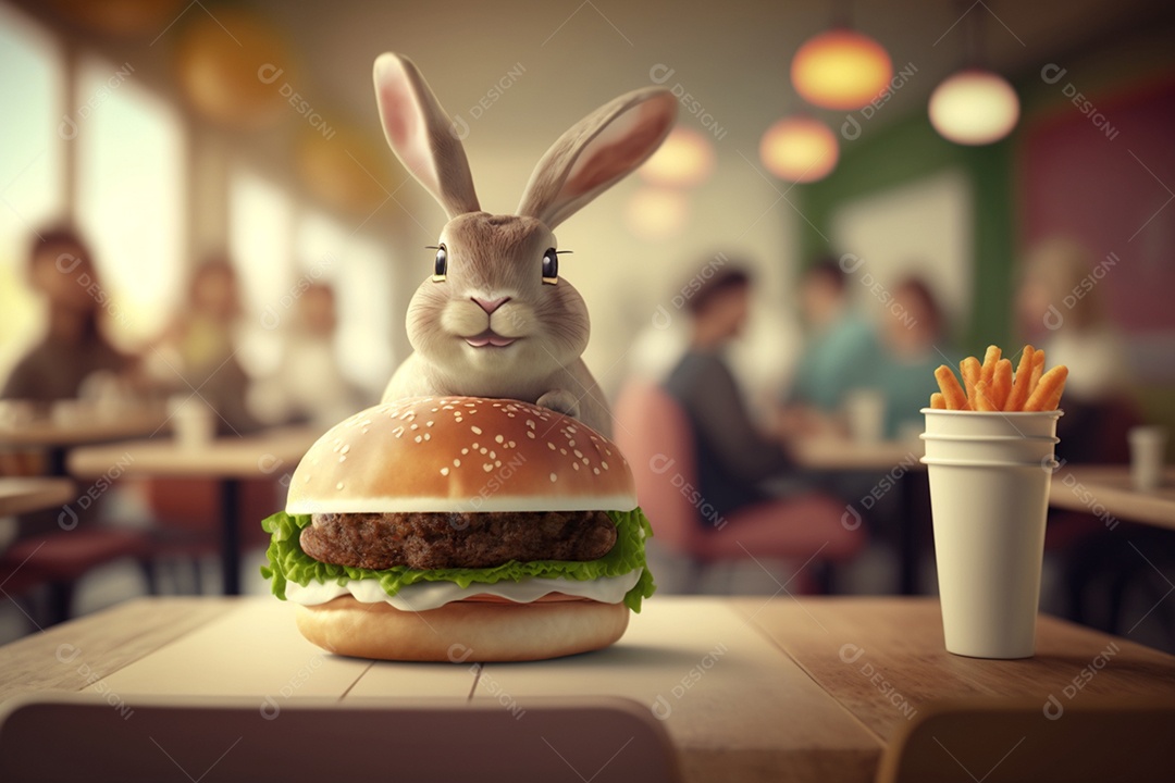 Coelho de páscoa comendo delicioso lanche