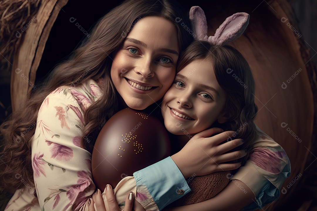 Lindas meninas com ovos de chocolates