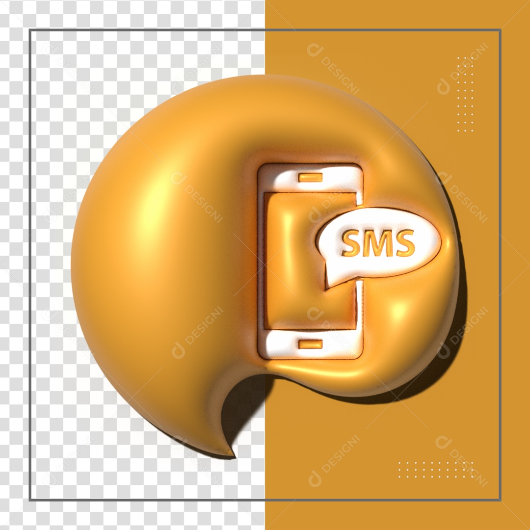 Icone De Balão Dourado Sms Elemento 3D PSD