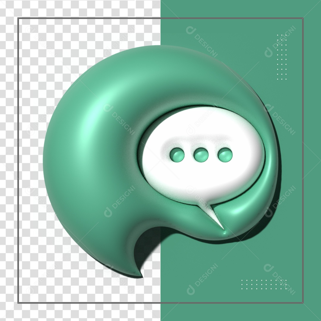 Icone Verde Balão De Mensagem Elemento 3D PSD