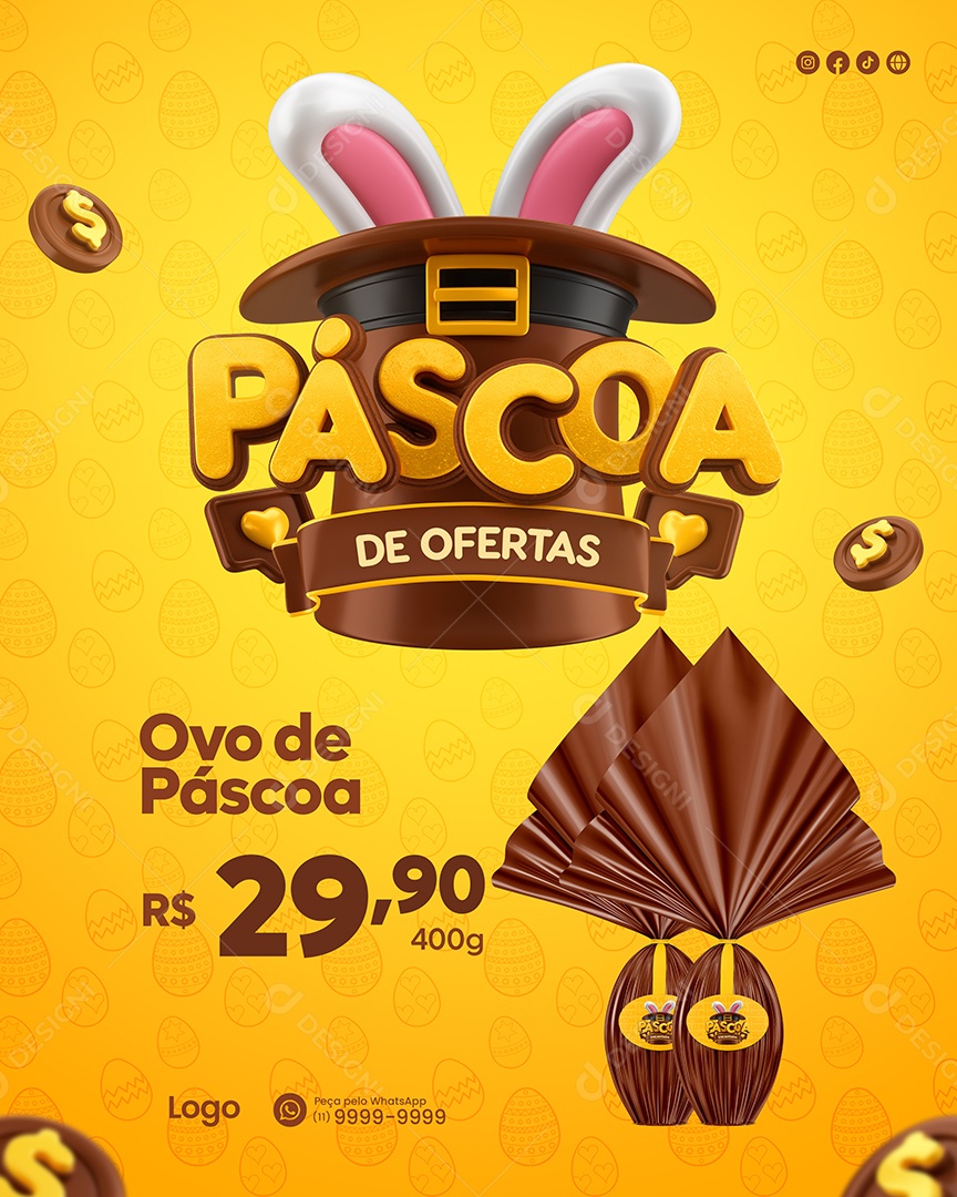 Páscoa De Ofertas Ovo De Páscoa 29,90 Social Media PSD Editável