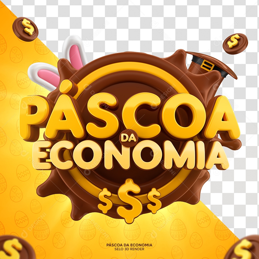Páscoa Da Economia Selo 3D De Chocolate Para Composição PSD