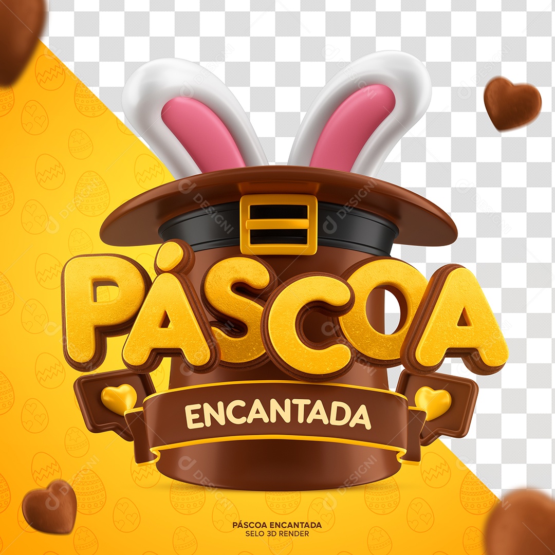 Páscoa Encantada Selo 3D De Chocolate Para Composição PSD