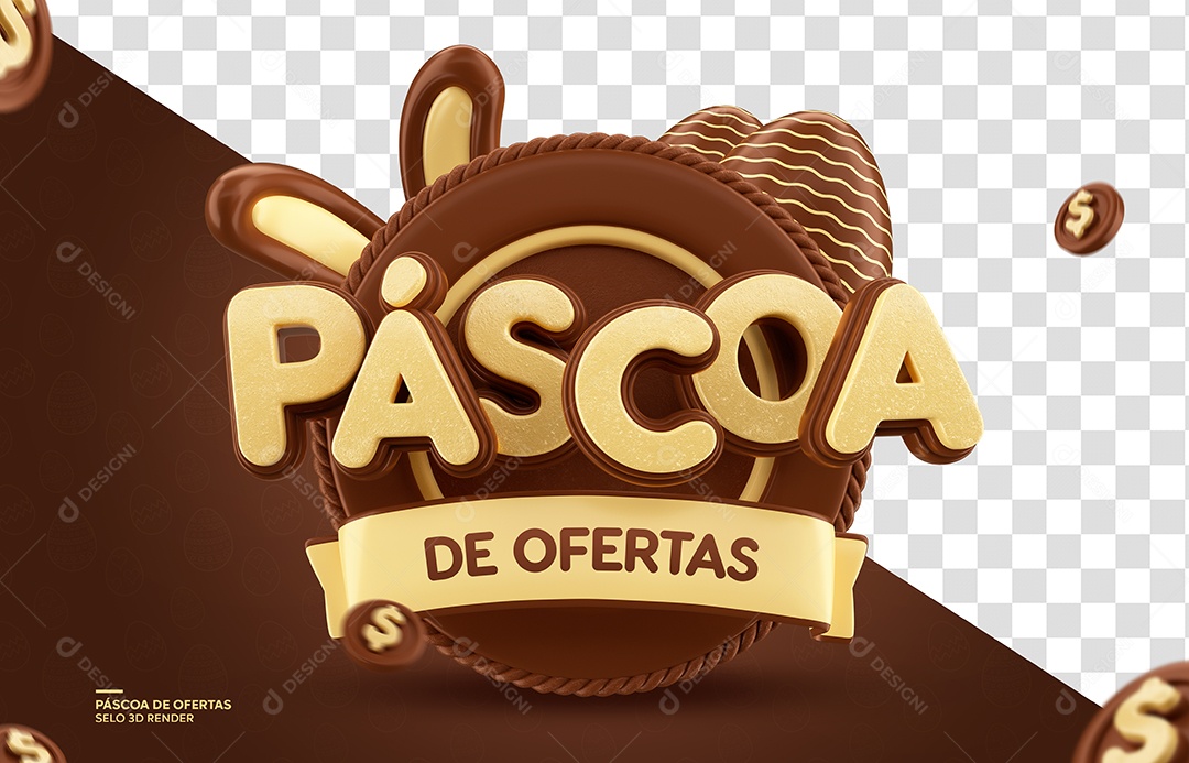 Páscoa De Ofertas Selo 3D De Chocolate Para Composição PSD