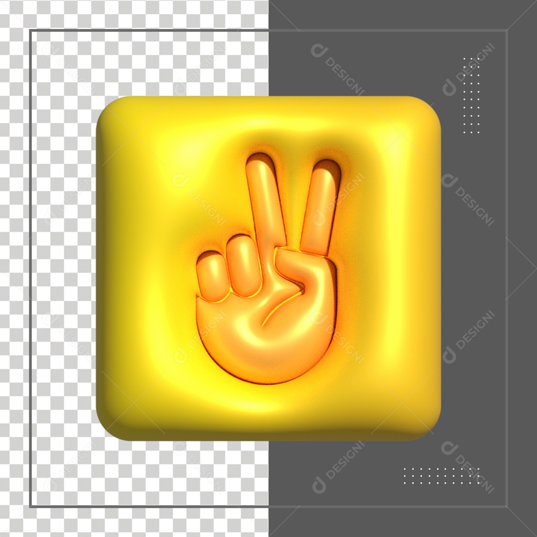 Icone Quadrado Amarelo De Paz Elemento 3D PSD