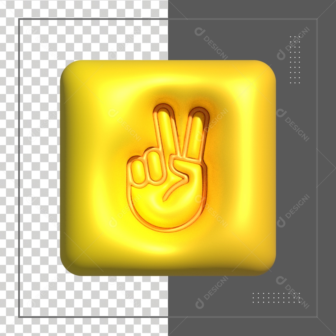 Icone Quadrado Amarelo De Paz Elemento 3D PSD