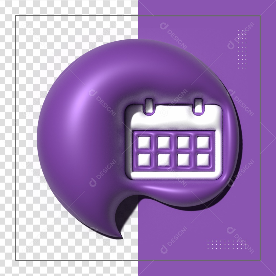 Icone Roxo De Calendário Elemento 3D PSD